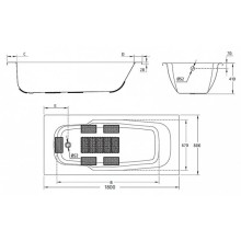 Стальная ванна 180х80 см с отверстиями для ручек BLB Atlantica HG B80J handles
