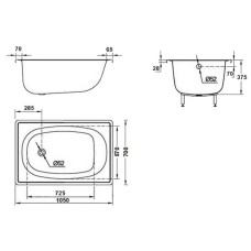 Стальная ванна 105х70 см BLB Europa Mini B15ESLS