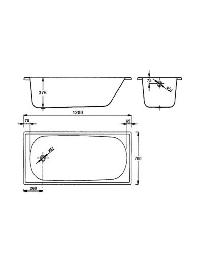 Стальная ванна 120х70 см BLB Europa B20ESLS