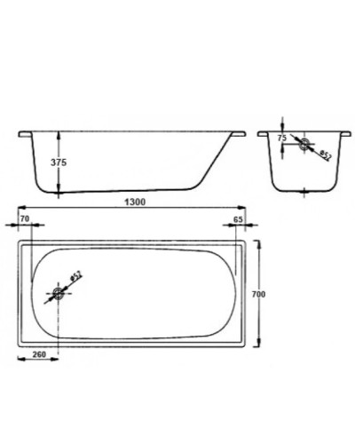 Стальная ванна 130х70 см BLB Europa B30ESLS