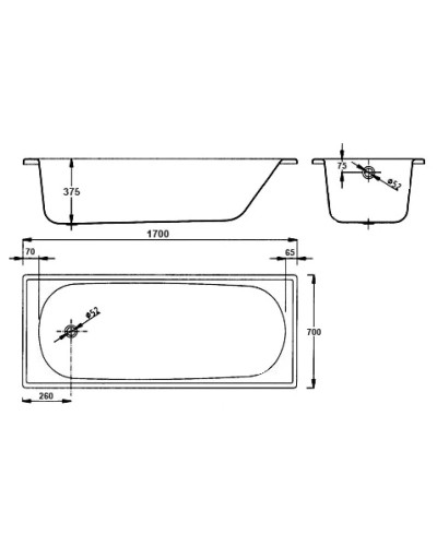 Стальная ванна 170х70 см BLB Europa B70ESLS