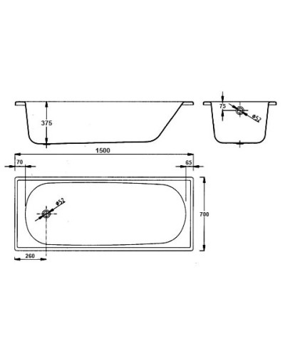 Стальная ванна 150х70 см BLB Europa B50ESLS