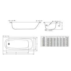 Стальная ванна 170х70 см отверстиями для ручек BLB Universal HG B70H handles