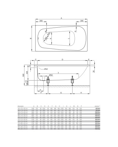 Стальная ванна 170х70 см Bette Form 3970-000 AD,PLUS с покрытием Glase-Plus