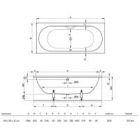 Стальная ванна 190х90 см с отверстиями для ручки Bette Starlet 1830-000 1GR,PLUS,AR с покрытием Anti-Slip и Glase-Plus
