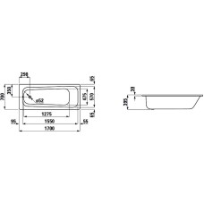 Стальная ванна Laufen Pro 170x70 2.2495.0.600.040.1 с антискользящим покрытием