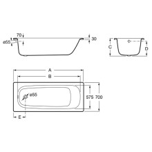 Стальная ванна Roca Contesa 160x70 23596000O без антискользящего покрытия