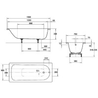Стальная ванна Kaldewei Eurowa 310 150x70 119612030001 без отверстий под ручки