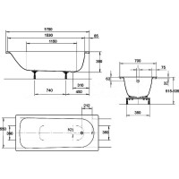 Стальная ванна Kaldewei Eurowa 312 170x70 119812030001 без отверстий под ручки