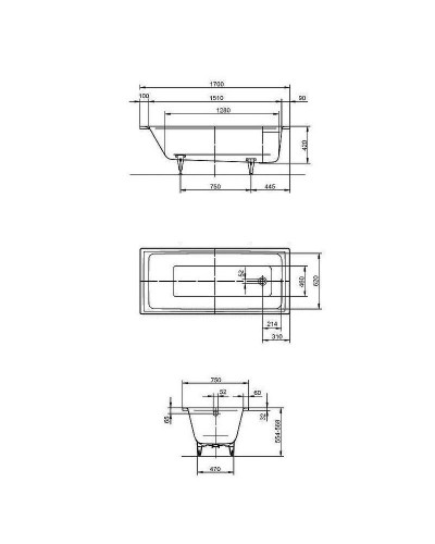 Стальная ванна Kaldewei Puro 652 170x75 256200013001 с покрытием Easy-clean