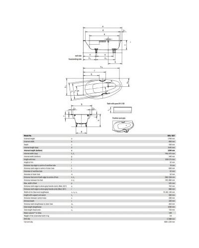 Стальная ванна 170х90 см R Kaldewei Studio Star 827-1 с покрытием Anti-Slip и Easy-Clean