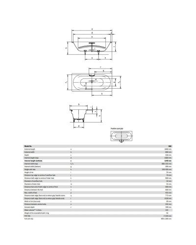 Стальная ванна 180х80 см Kaldewei Vaio Duo 950 с покрытием Easy-Clean