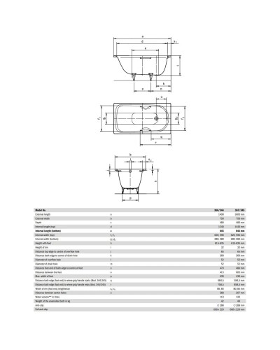 Стальная ванна 140х75 см Kaldewei Saniform Plus Star 344 с покрытием Anti-Slip