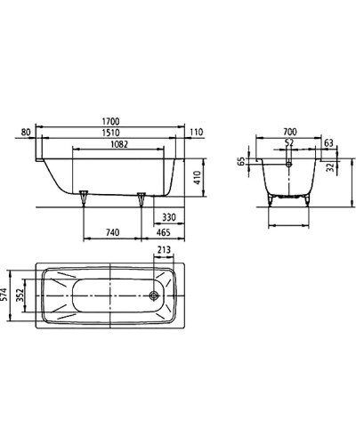 Стальная ванна Kaldewei Cayono 749 170x70 274900013001 с покрытием Easy-clean