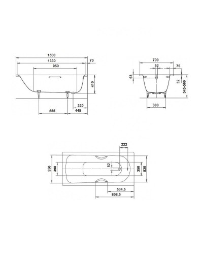 Стальная ванна Kaldewei Saniform Plus 361-1 150x70 111600013001 с покрытием Easy-clean