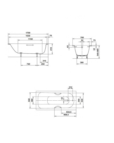 Стальная ванна Kaldewei Saniform Plus 363-1 170x70 111800013001 с покрытием Easy-clean