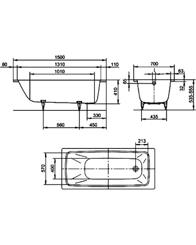 Стальная ванна Kaldewei Cayono 747 150x70 274700010001 без покрытия