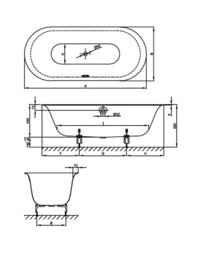 Стальная ванна 180х80 см Bette Lux Oval 3466-035 PLUS AR с покрытием Anti-Slip и Glaze Plus
