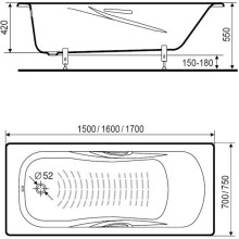 Стальная ванна 160х75 см Roca Princess 2203E0000