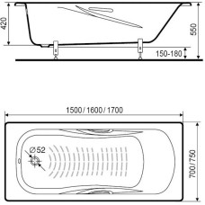 Стальная ванна 160х75 см Roca Princess 2203E0000