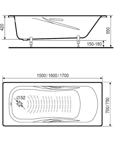 Стальная ванна 160х75 см Roca Princess 2203E0000