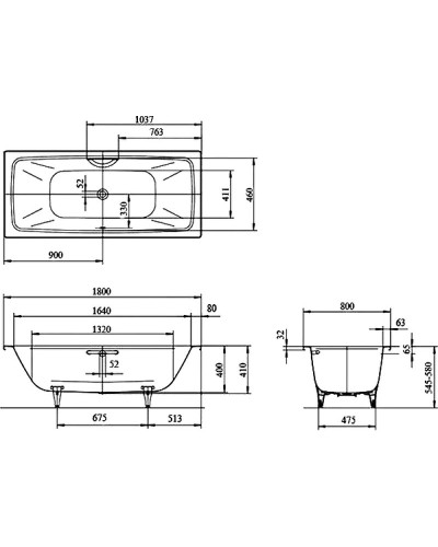 Стальная ванна Kaldewei Cayono Duo 725 180x80 272500013001 с покрытием Easy-clean