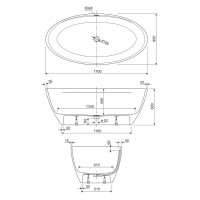 Ванна из литьевого мрамора CEZARES TITAN-OVAL-170-85-57