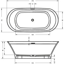 Ванна из литого мрамора 170х79 см Riho Barca BS6000500000000