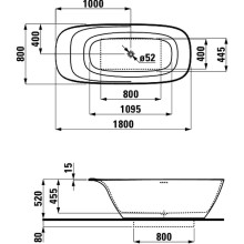 Ванна из искусственного камня Laufen Ino 180х80 2.3030.2.000.000.1 без гидромассажа