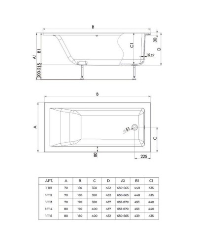 Ванна из искусственного камня Creto Venezia 160х70 1-1112 без гидромассажа