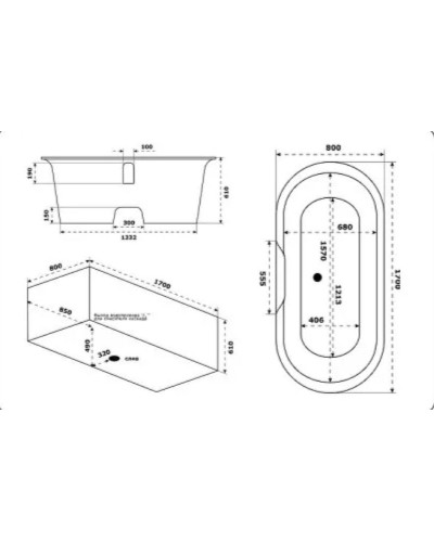Ванна из искусственного камня Creto Aurora 170x80 8-1111 без гидромассажа