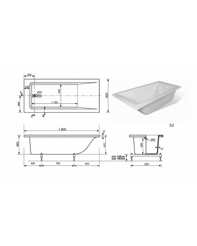 Ванна из искусственного камня Эстет Дельта 180х80 ФР-00000669 без гидромассажа