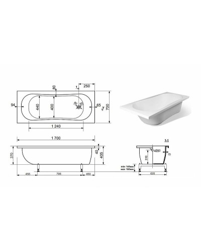 Ванна из искусственного камня Эстет Лаура 170х70 ФР-00000678 без гидромассажа