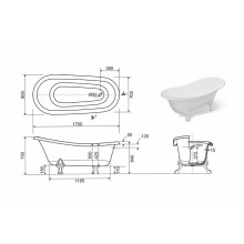 Ванна из искусственного камня Эстет Марсель 170х80 ФР-00001849 без гидромассажа