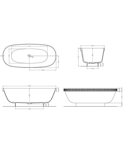 Ванна из литьевого мрамора 179x79 см Salini S-Stone Greca Meander, покраска по RAL полностью 103021MRF