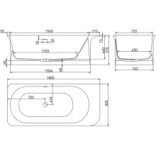 Ванна из литьевого мрамора 180x82 см Salini S-Stone Ninfea, покраска по RAL полностью 102721MRF