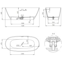Ванна из литьевого мрамора 164,5x75,5 см Salini S-Stone Sofia, покраска по RAL полностью 102521MRF