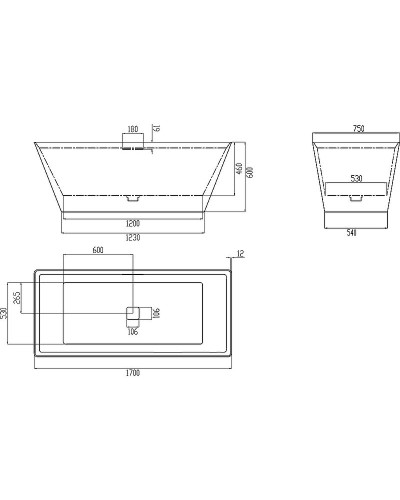 Ванна из искусственного камня Abber Berlin 170x75 AM9912 Белая без гидромассажа