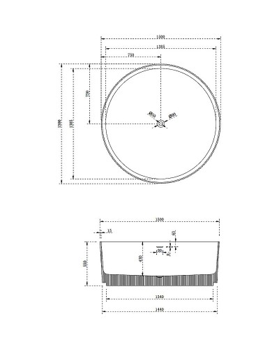 Ванна из искусственного камня Abber Stein 150x150 AS9679Blau Голубая без гидромассажа