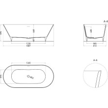 Ванна из литьевого мрамора 180,7x81,5 см Salini S-Sense Mona 102911G