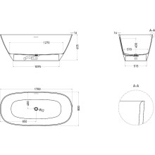 Ванна из литьевого мрамора 169,5x80,5 см Salini S-Sense Sofia 102516G