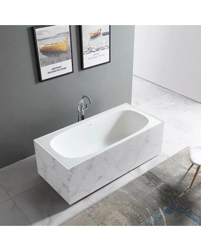 Ванна из искусственного камня Abber Blitz 180x85 AS9501GB Белый мрамор без гидромассажа