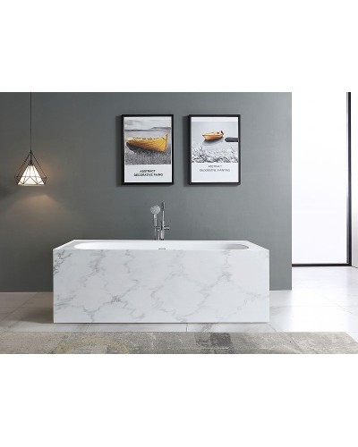 Ванна из искусственного камня Abber Blitz 180x85 AS9501GB Белый мрамор без гидромассажа