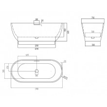 Ванна из искусственного камня Abber Frankfurt 170x75 AM9941MBE Светло-бежевая матовая без гидромассажа