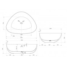 Ванна из искусственного камня Abber Stein 180x130 AS9608 без гидромассажа