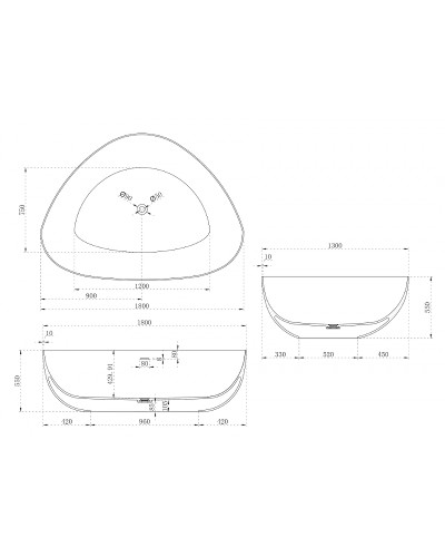 Ванна из искусственного камня Abber Stein 180x130 AS9608 без гидромассажа