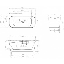 Ванна из искусственного камня Abber Stein 170x75 AS9609 без гидромассажа