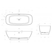 Ванна из искусственного камня Abber Stein 170x72 AS9612-1.7 без гидромассажа