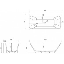 Ванна из искусственного камня Abber Stein 180x85 AS9619 без гидромассажа