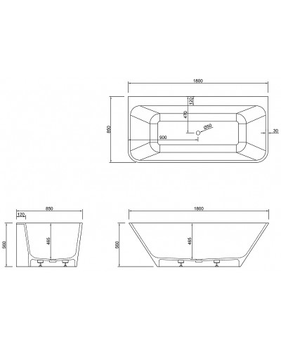 Ванна из искусственного камня Abber Stein 180x85 AS9619 без гидромассажа